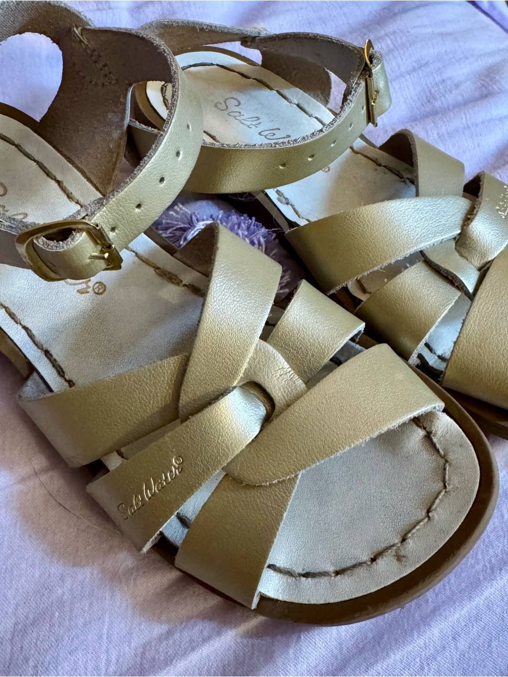 Gold Saltwater Sandals Size 12 - Picture 2 of 4